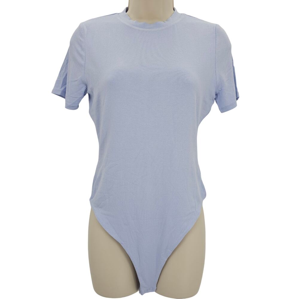 Naked Wardrobe Womans size XL Crewneck Short Sleeve Bodysuit Light Blue NEW